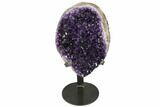 Dark Purple Amethyst Geode On Metal Stand - Uruguay #99895-1